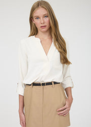 Cream Split Neck Top