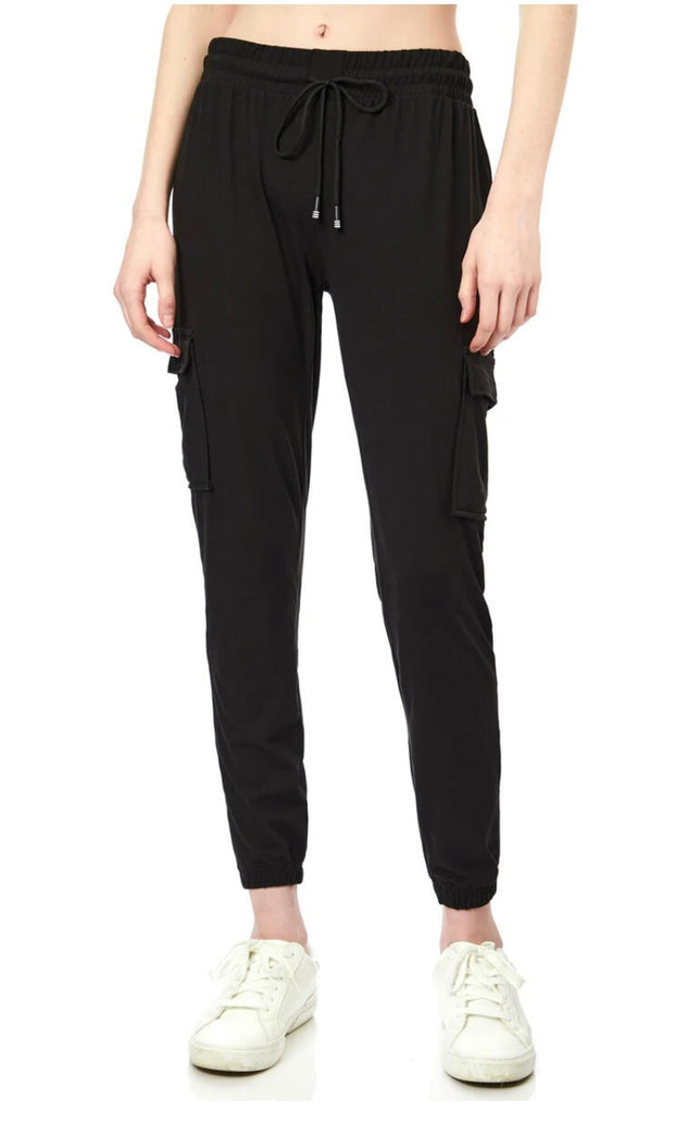 Black Yummy Cargo Joggers