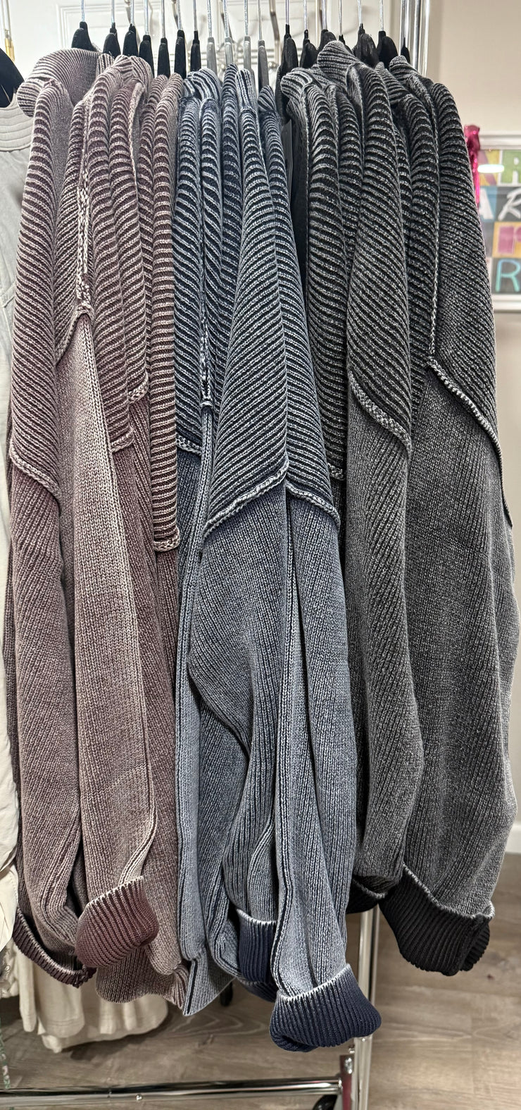 Washed Mock Neck Pullover Sweater- Available in 3 Colors