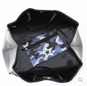 Blue Camo Tote With Star & Matching Zippered Clutch