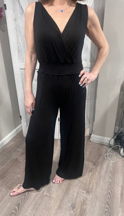 Black Faux Wrap Jumpsuit