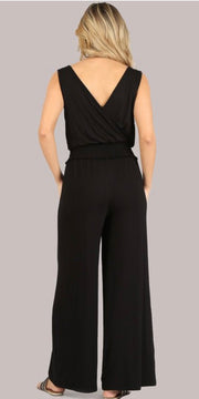 Black Faux Wrap Jumpsuit