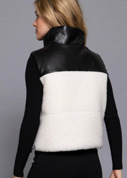 Reversible Faux Leather Sherpa Crop Vest- 2 Colors