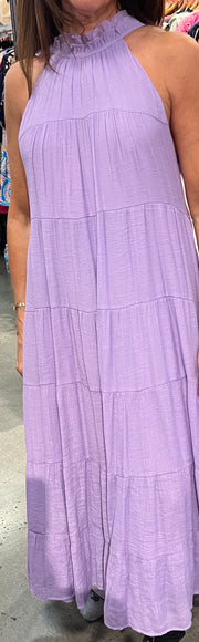 Lavender Halter Neck Tiered Maxi Dress- Also available in Off White