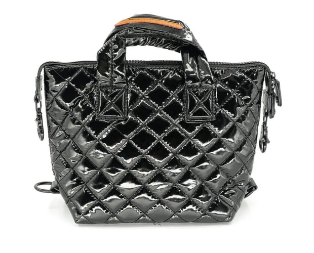 Small Quilted Puff Bag- Available in Black, Black Patent, Navy and Pewter