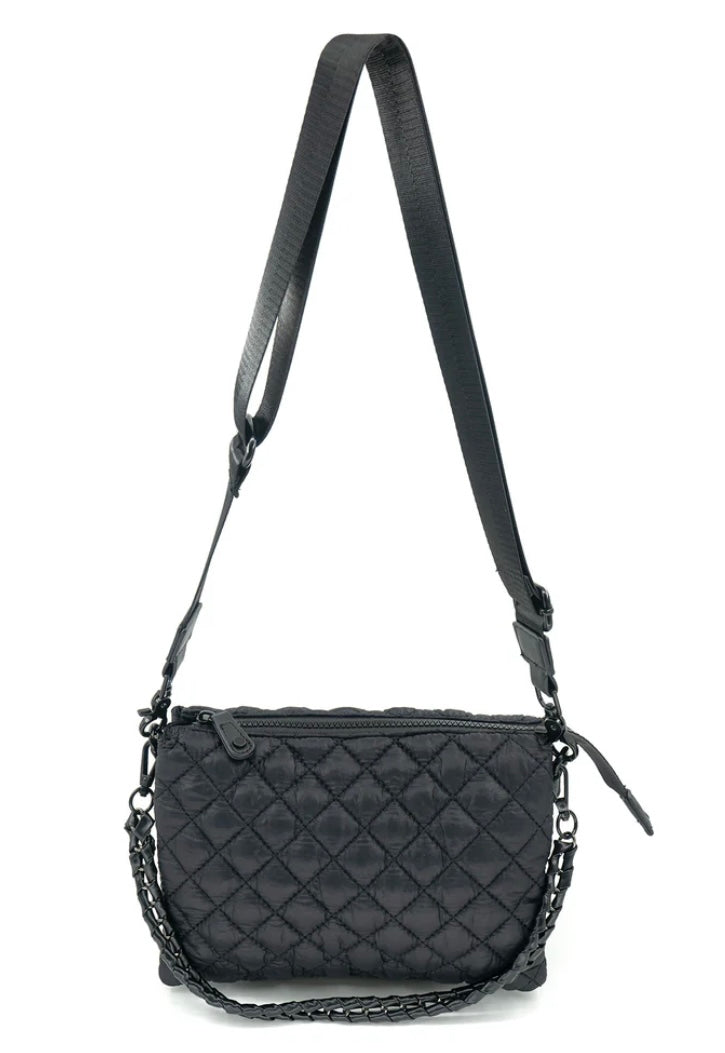 Square Patent Quilted Bag- Available in Black & Black Patent