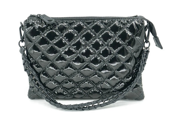 Square Patent Quilted Bag- Available in Black & Black Patent