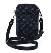 Black Quilted Patent Cell Phone Bag- Available in Black Patent, Black & Pewter