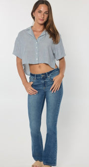 Mid Rise Medium Wash Bootcut Jeans- Available in Dark Wash Too!