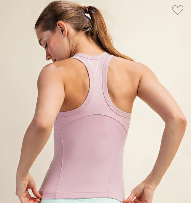 Butter Sleeveless Racer Back Fiited Tank- Available in Mauve & White