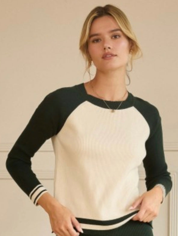 Colorblock Ribbed Long Sleeve Top