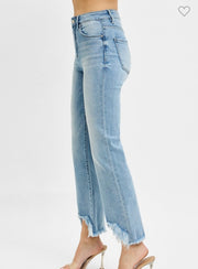 Light Crop Bootcut Fray Hem Jeans