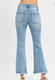 Light Crop Bootcut Fray Hem Jeans