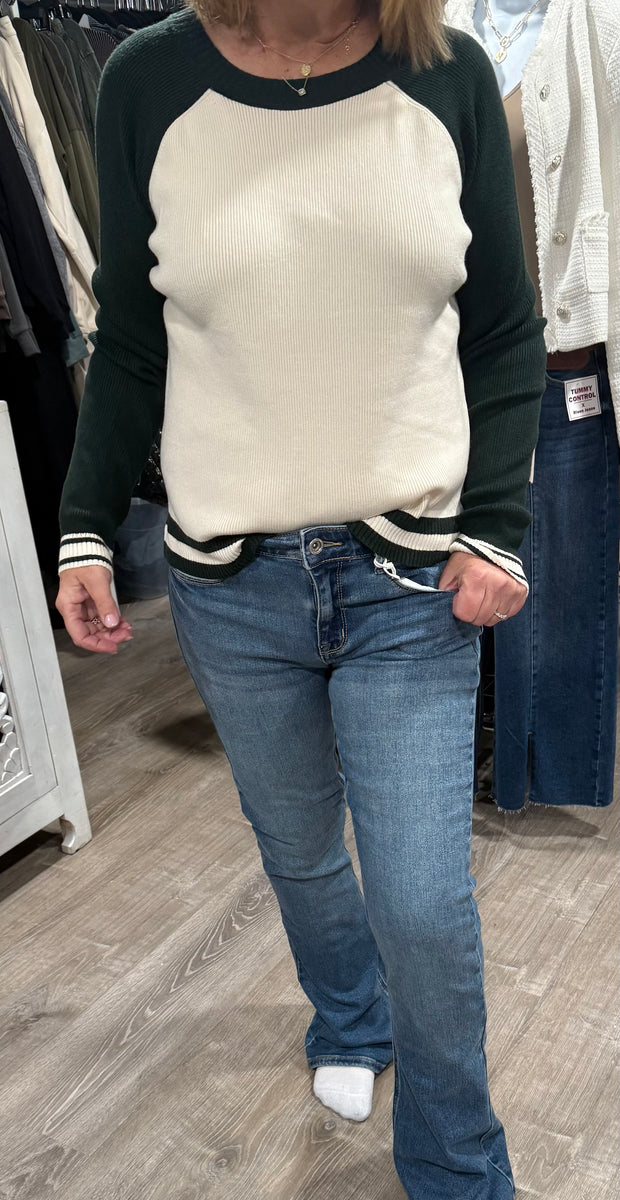 Colorblock Ribbed Long Sleeve Top