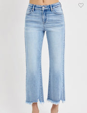 Mid Rise Light Crop Straight Jeans