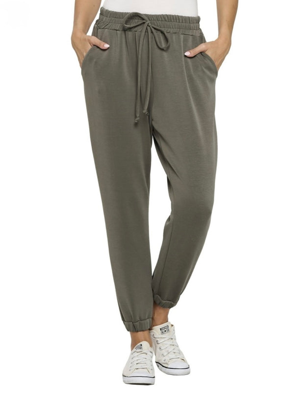 Ariella Olive Scuba Zip Hoodie With Elastic Waist Jogger-SET