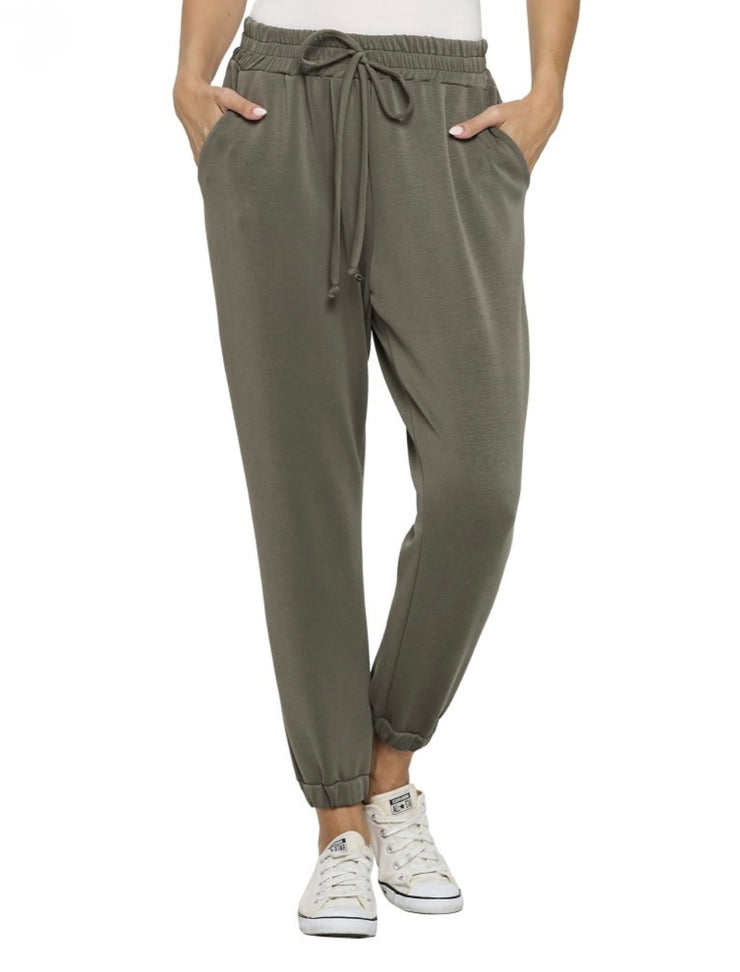 Ariella Olive Scuba Zip Hoodie With Elastic Waist Jogger-SET