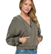 Ariella Olive Scuba Zip Hoodie With Elastic Waist Jogger-SET