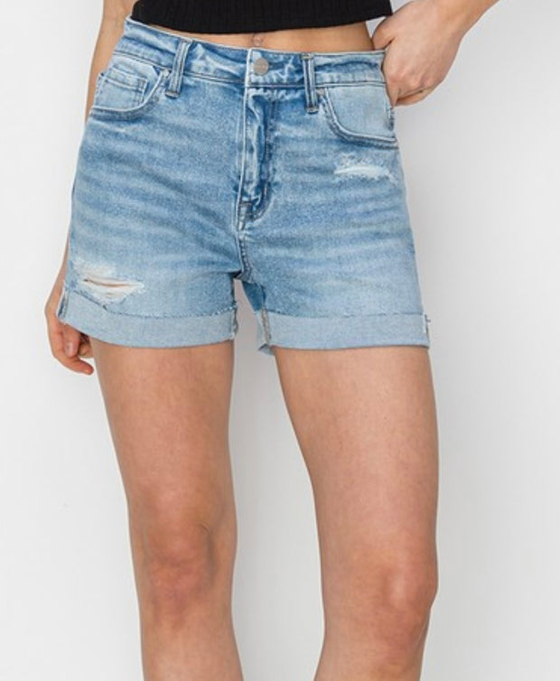 Light High Rise Cuffed Shorts