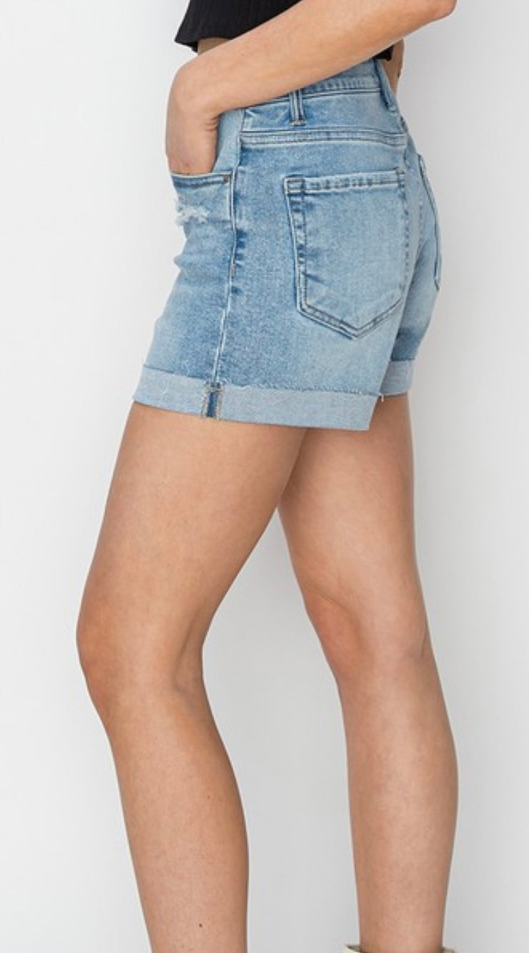 Light High Rise Cuffed Shorts