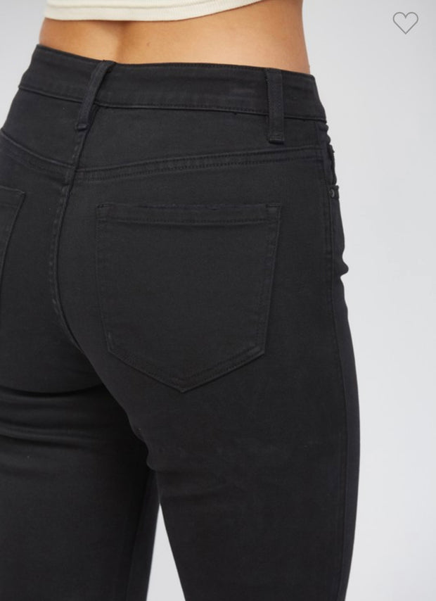Black Crop Flare Jeans With Uneven Hem- Also Available in White