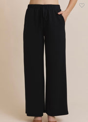 Black Hem Tube Top With Matching Draw String Wide Leg Pants- SET