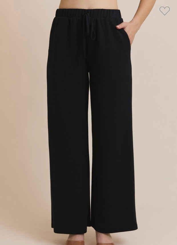 Black Hem Tube Top With Matching Draw String Wide Leg Pants- SET