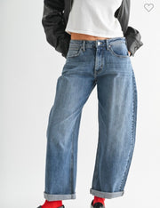 Slim Stretch Barrel Cuff Medium Wash Jeans