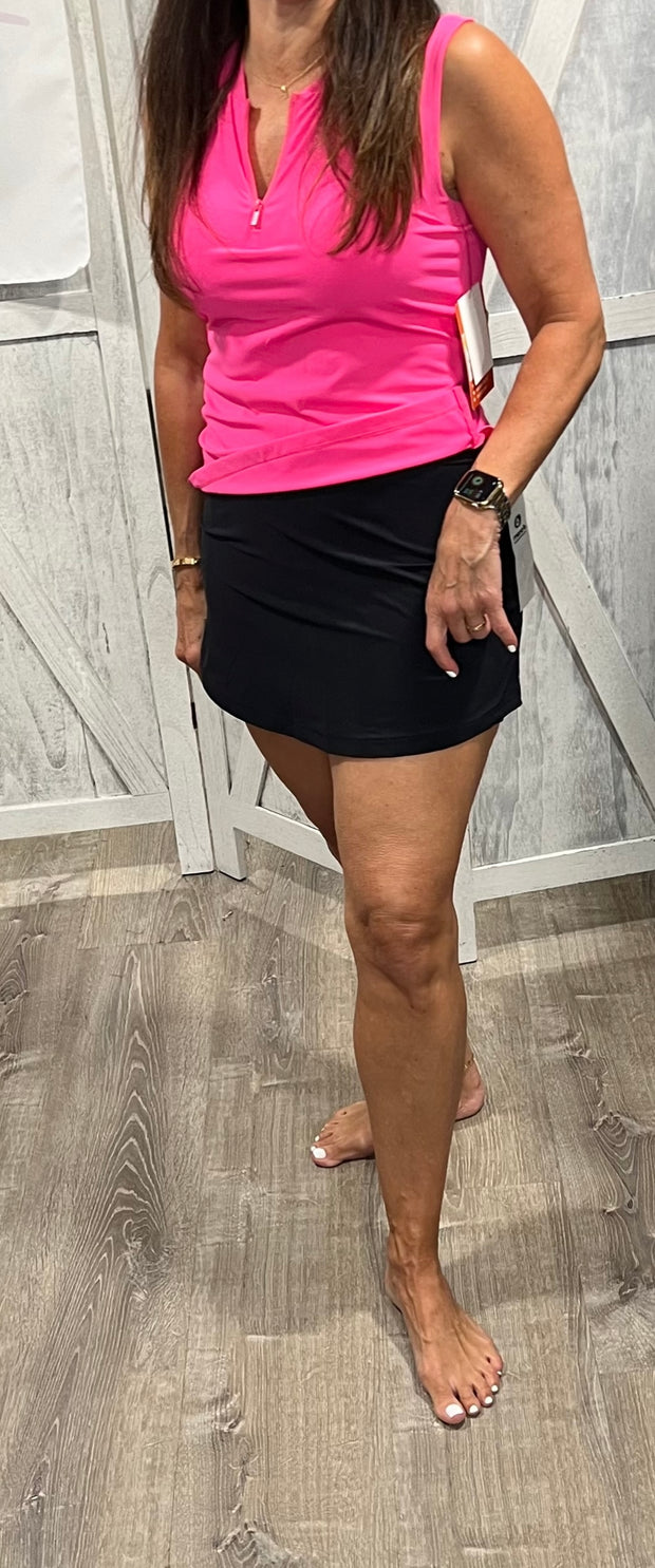 Hot Pink Half Zip Mandarin Collar Active Top