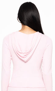 Cool Pink Long Sleeve Henley Hoodie