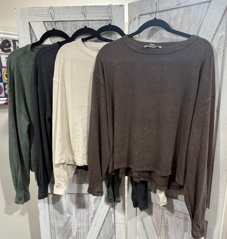 Soft Cotton Long Sleeve Top- 4 Colors Available