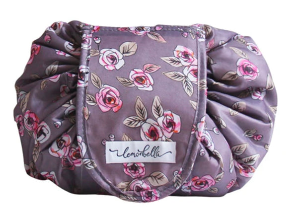 Rosebud Lay Flat Cosmetic Bag- Also available in Black