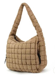 Puff Quilt Shoulder Bag- Available in Oatmeal & Brown