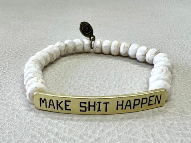 Sassy Bracelets Featuring Natural Stones & Crystals- Make Shit Happen- 3 Colors