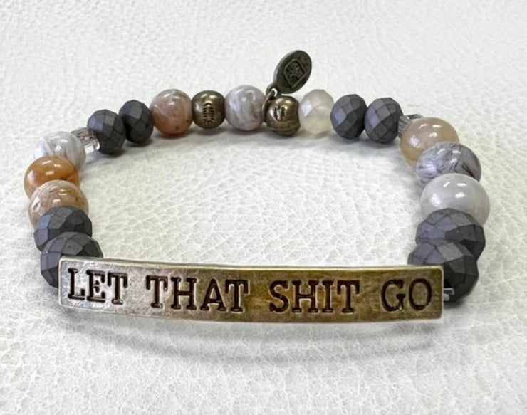 Sassy Bracelets Featuring Natural Stones & Crystals- Let That Shit Go- 2 Colors