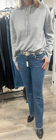 Slim Boot Jeans With Crystal Grommets
