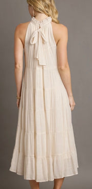 Off White Halter Neck Tiered Maxi Dress- Also available in Lavender