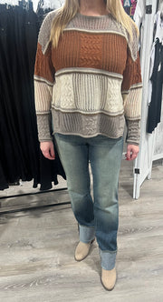 Beige/Rust Color Block Sweater