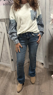 Mid Rise Medium Wash Bootcut Jeans- Available in Dark Wash Too!