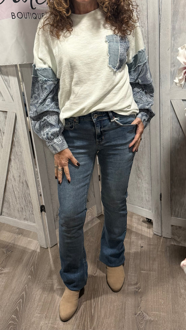 Mid Rise Medium Wash Bootcut Jeans- Available in Dark Wash Too!