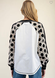 Embroidered Raglan Sleeve Top