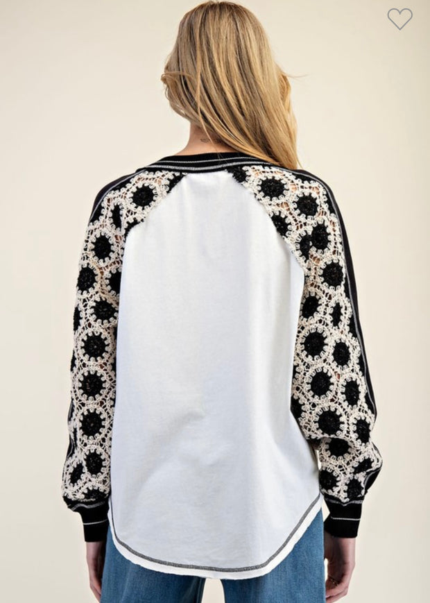 Embroidered Raglan Sleeve Top