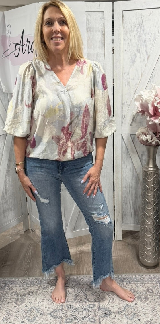 Floral Printed V Neck Top