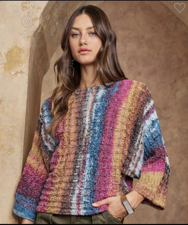 Burgundy Multi Color Sweater