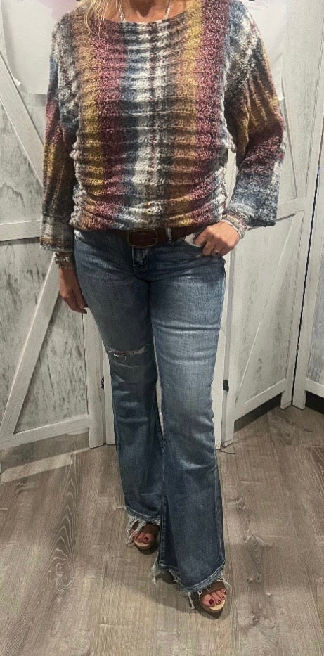 Burgundy Multi Color Sweater