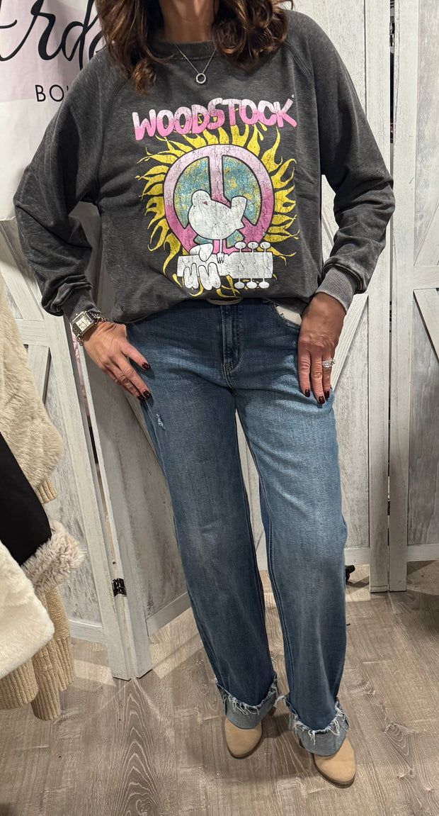 Charcoal Woodstock 1969 Peace and Sun Sweatshirt