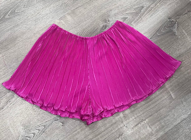 Magenta Textured Crinkle Shorts (Matching Button Down Top Available)