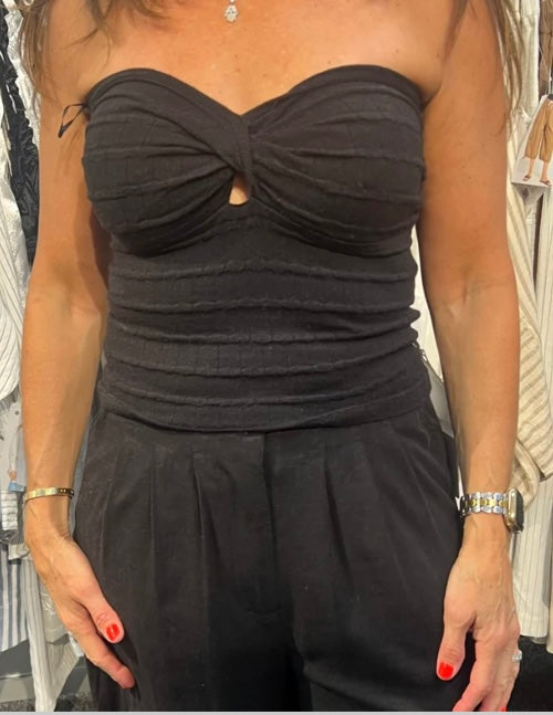 Twist Front Sweater Tube Top- Available in Black & Sky Blue