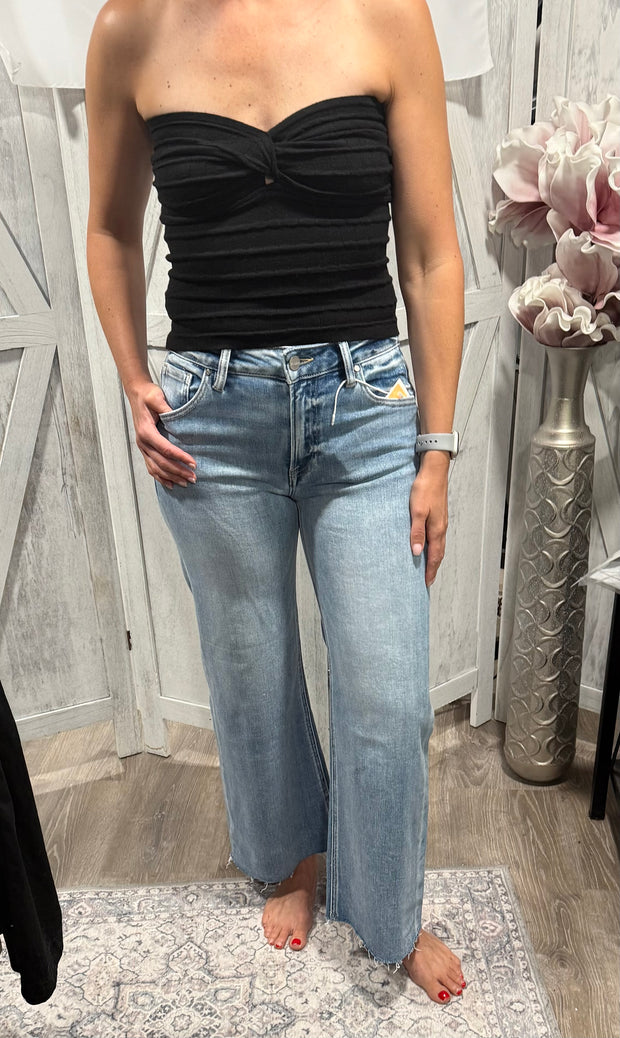 Twist Front Sweater Tube Top- Available in Black & Sky Blue