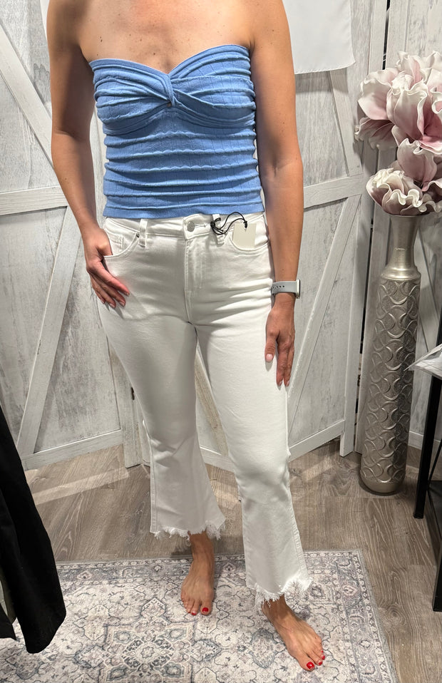 Twist Front Sweater Tube Top- Available in Black & Sky Blue